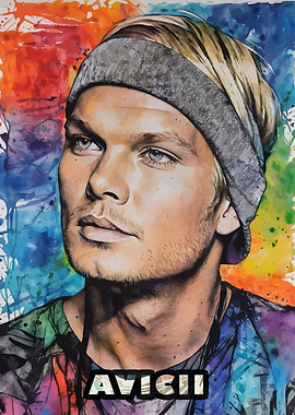 Avicii Watercolor Portrait