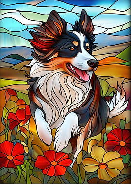 Stained Glass Border Collie