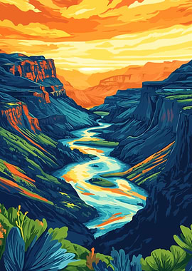 Oregon Canyons Illustration Art