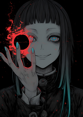 Anime Girl with Fire Eye