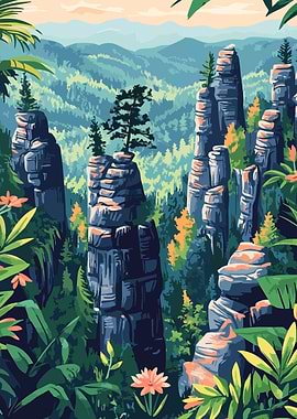 Zen Asian Forest Minimalist Art