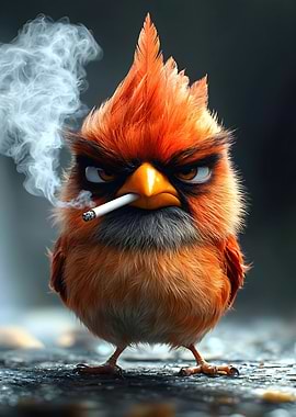 Cardinal Bird Smoking