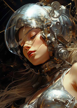 Cyberpunk Woman in Helmet