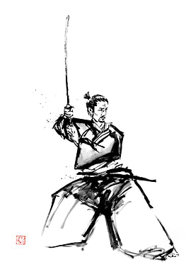 Samurai Warrior Ink Painting