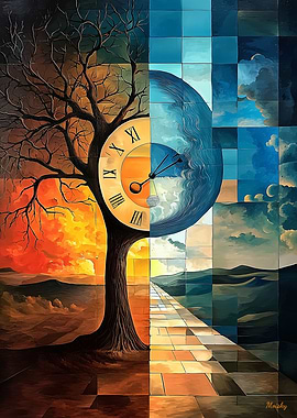 Day and Night Stained Glass Surreal Artwork