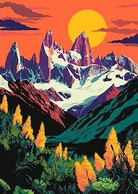 Patagonia Argentina Mountains Illustration