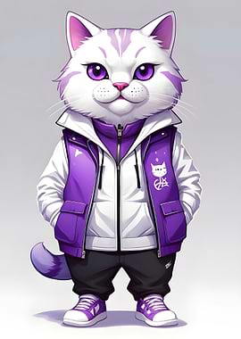 Cool Cat in Purple Outfit