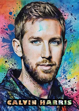 Calvin Harris Watercolor Portrait