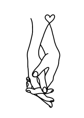 Line Art Couple Hands