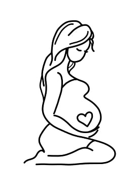 Pregnant Woman Line Art