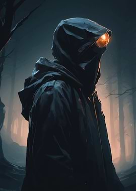 Hooded Figure in Forest