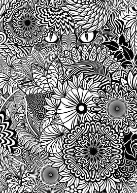 Zentangle Intricate Pattern Black and White