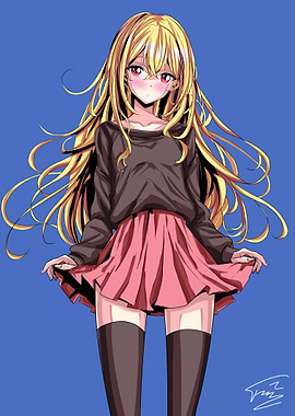 Anime Girl with Long Blonde Hair