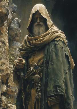 Elderly Man in Hooded Robe