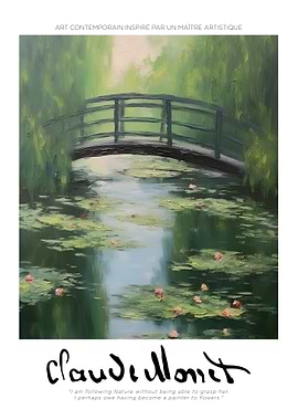 Water Lilies Bridge Monet Painting