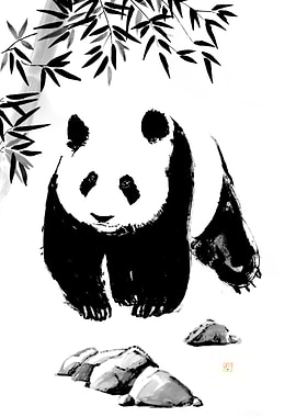 Panda in Bamboo Forest