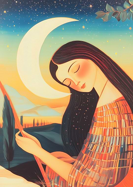 Woman Under Crescent Moon