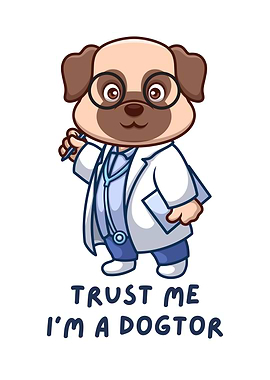 Dogtor Pug Cartoon Funny Dog Puns