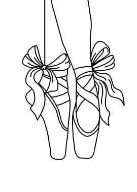 Ballet Shoes Line Art