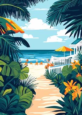 Delaware Beach Summer Minimalist Art