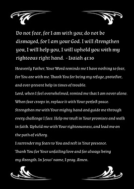 Isaiah 41:10 Prayer Do not fear, for I am with you