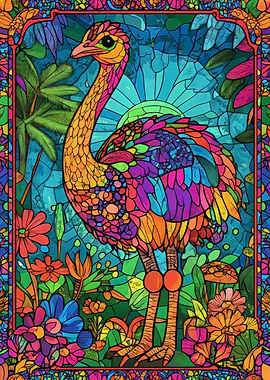 Stained Glass Ostrich