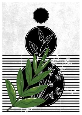 Black and White Floral Art