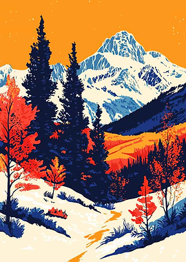 Snowy Colorado Mountain Landscape Art