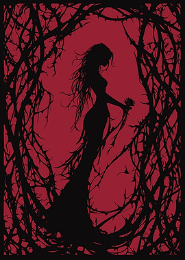 Gothic Fairycore Woman with Flower