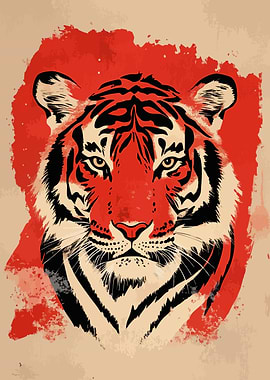 Inspirational Tiger Portrait Art Illustration