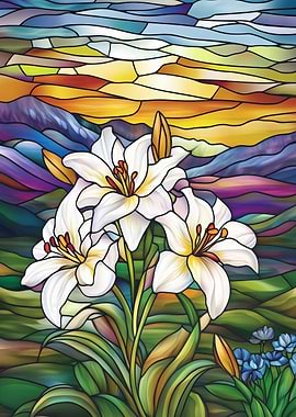 Stained Glass Lilies