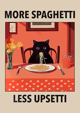 Cat Eating Spaghetti