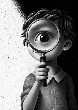 Boy with Magnifying Glass