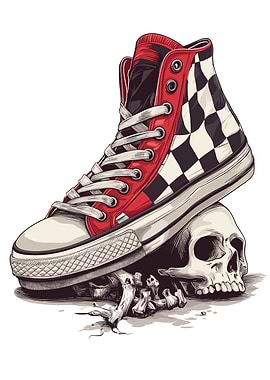 Checkered Sneaker on Skull