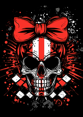 Punk Skull with Red Bow