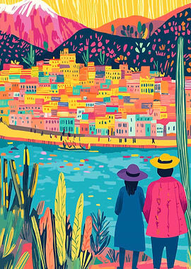 Colorful Peru Village Minimalist Art