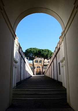 Stone Archway to Courtyard in Rome