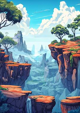 Fantasy Cliffside Landscape