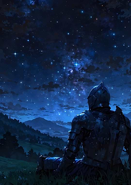 Knight Under Starry Sky
