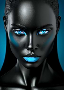 Black and Blue Portrait of a Woman