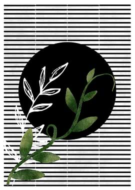 Black Circle Floral Art