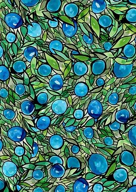 Blueberries Watercolor Pattern