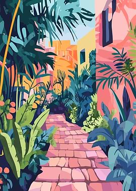 Bulgarian Pastel Alleyway Minimalist Art