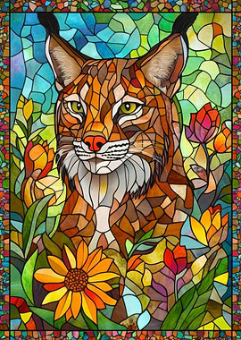 Stained Glass Lynx