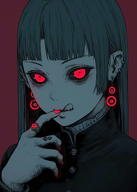 Anime Girl with Red Eyes