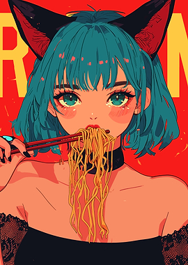 Anime Girl Eating Ramen