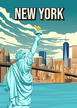 New York City Skyline Travel Poster