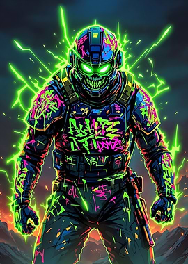 Neon Skull Soldier