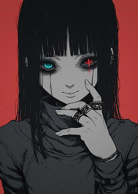 Anime Girl with Red Eye