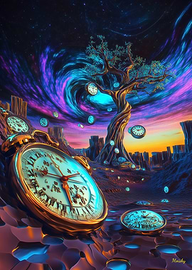 Futuristic Time Dilation – Surreal Neon Dream